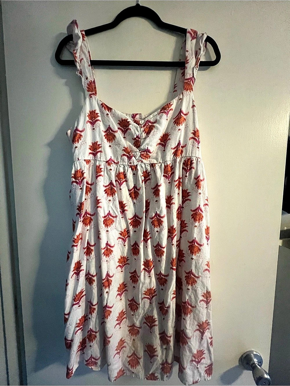 J.Crew Floral Midi Dress in White & Red Size 14